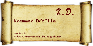 Kremmer Délia névjegykártya